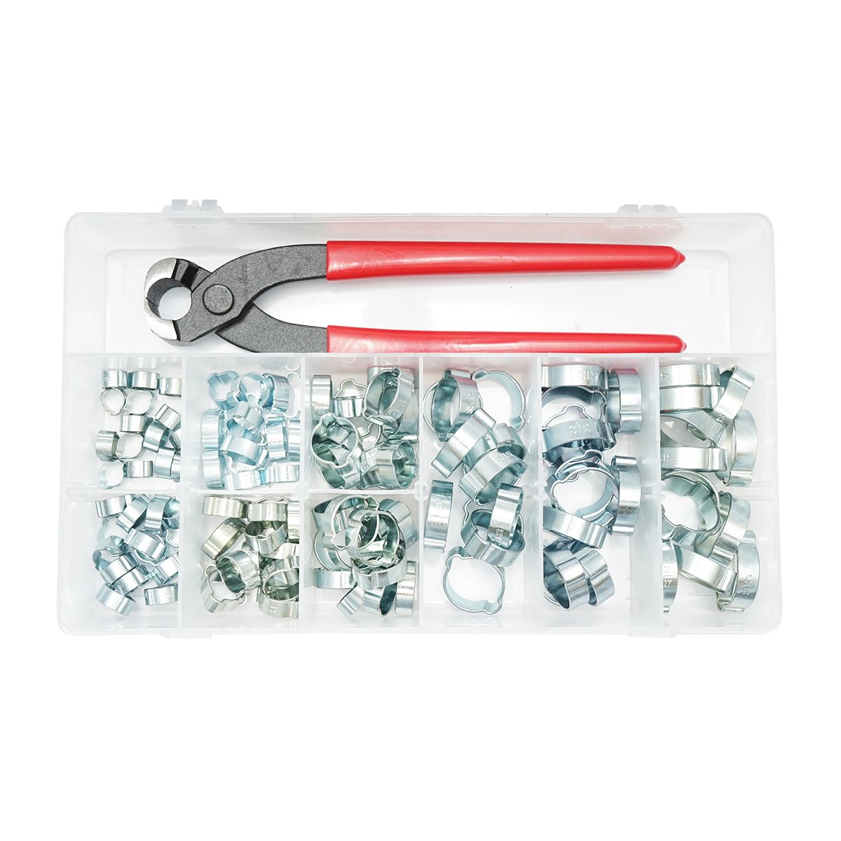 Trusa 124 coliere pentru furtun si cleste inclus Breckner Germany